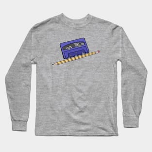 Cassette Tape and Pencil Funny Retro Vintage Long Sleeve T-Shirt